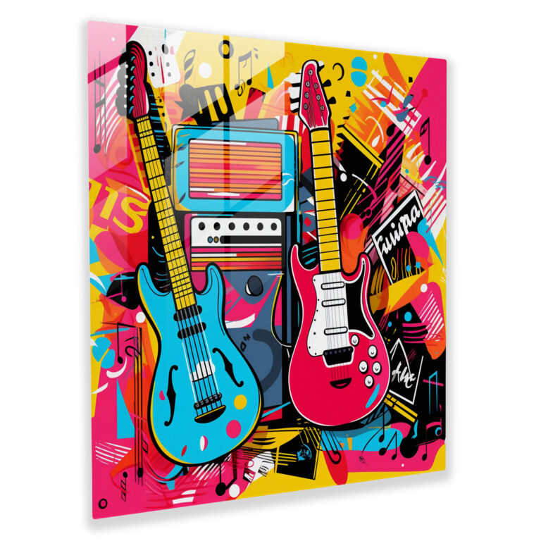 Glasbild Rhythm Revival - Retro Glas Wandkunst Wohnkultur