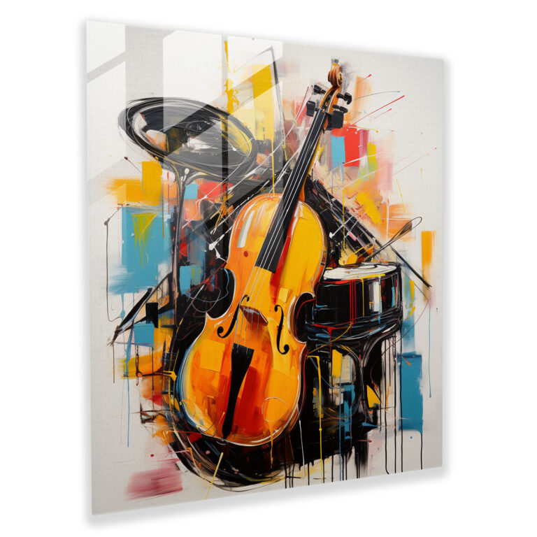 Glasbild Melodische Fusion - Abstrakte Glaswandkunst Wohnkultur