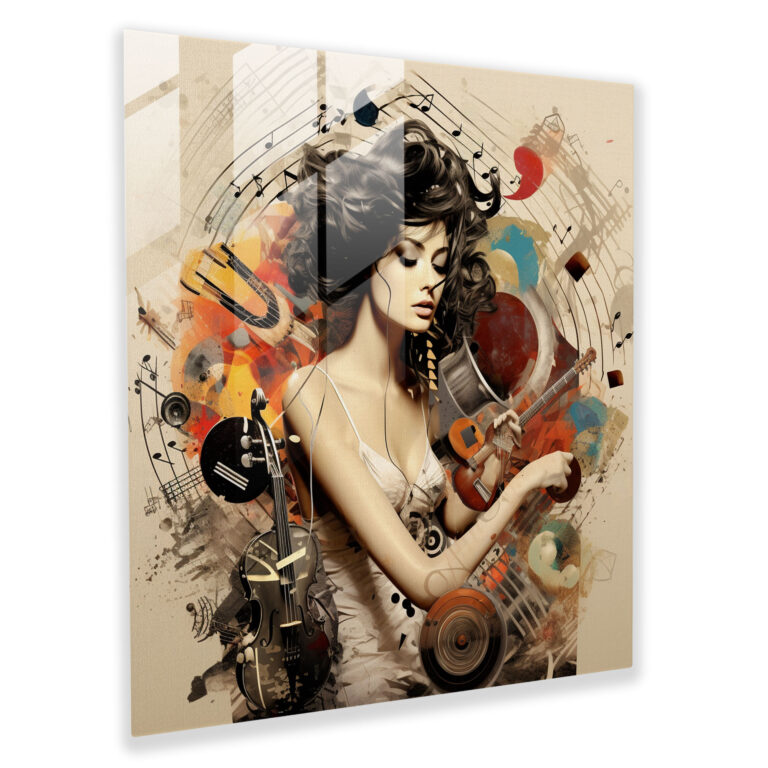 Glasbild Musiksymphonie - Modernes digitales Collage - Wohn- und Wanddekoration