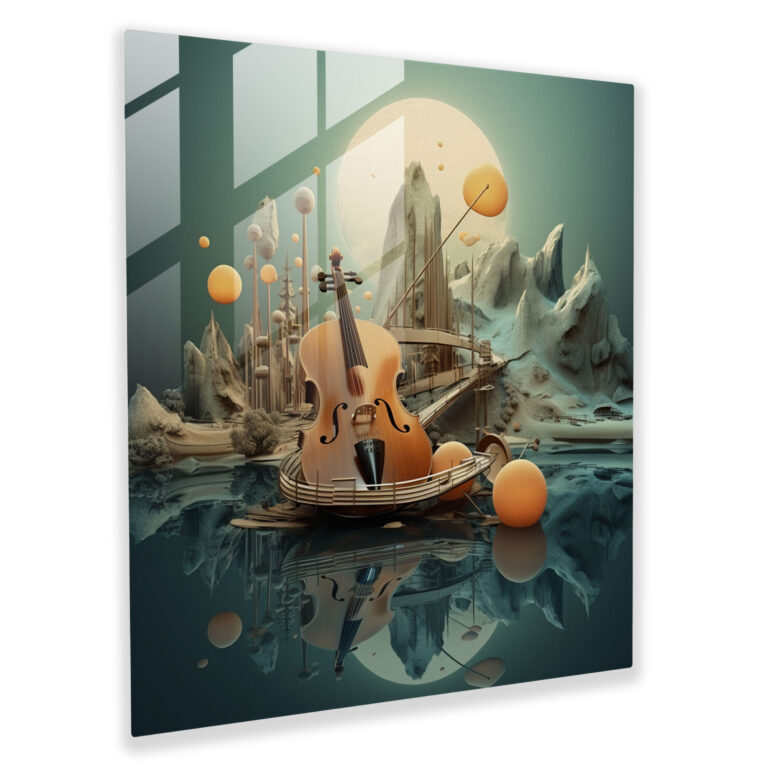 Glasbild Musikinstrumente im Traumstil
