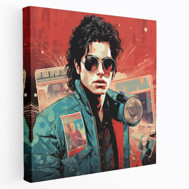 Michael Jackson Wandkunst - Retro Vintage Illustration - Wohnkultur Leinwandbild