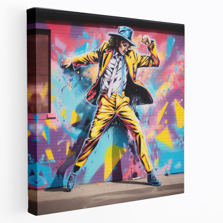 Leinwandbild mit Michael Jackson Graffiti - Wanddekoration mit ikonischen Tanzbewegungen