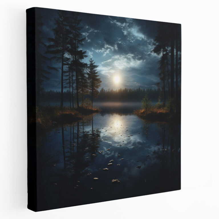 Mitternächtlicher Mondsee Wandkunst - Mitternacht Fotografie Ruhe Vollmond