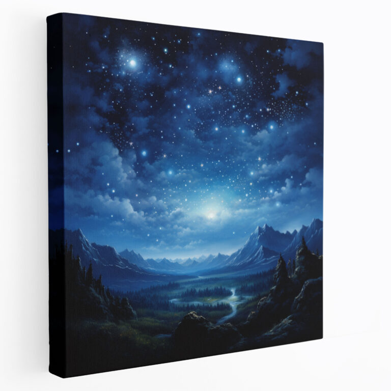 Leinwandbild Mitternachtshimmel - Mitternacht Vollmond Wandkunst