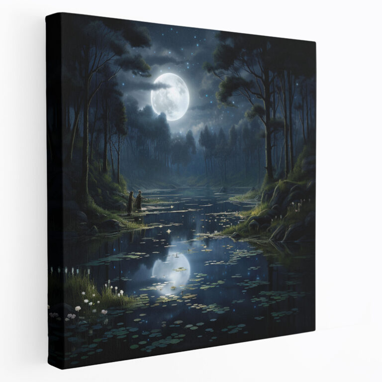 Leinwandbild Mitternachtssee - Mitternacht Wanddekoration Leinwandkunst Mitternacht