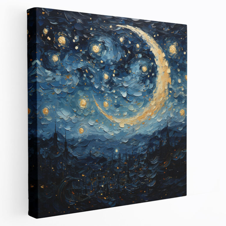 Leinwandbild Mitternachts-Serenade - Impressionistische Darstellung des nächtlichen Sternenhimmels