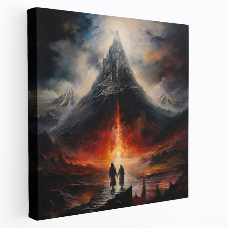 Leinwandbild Mittelerde - Frodo und Sam Reise Abstrakte Kunst - Mittelerde Leinwandbild - Mixed-Media-Kunstwerk - Wohnkultur