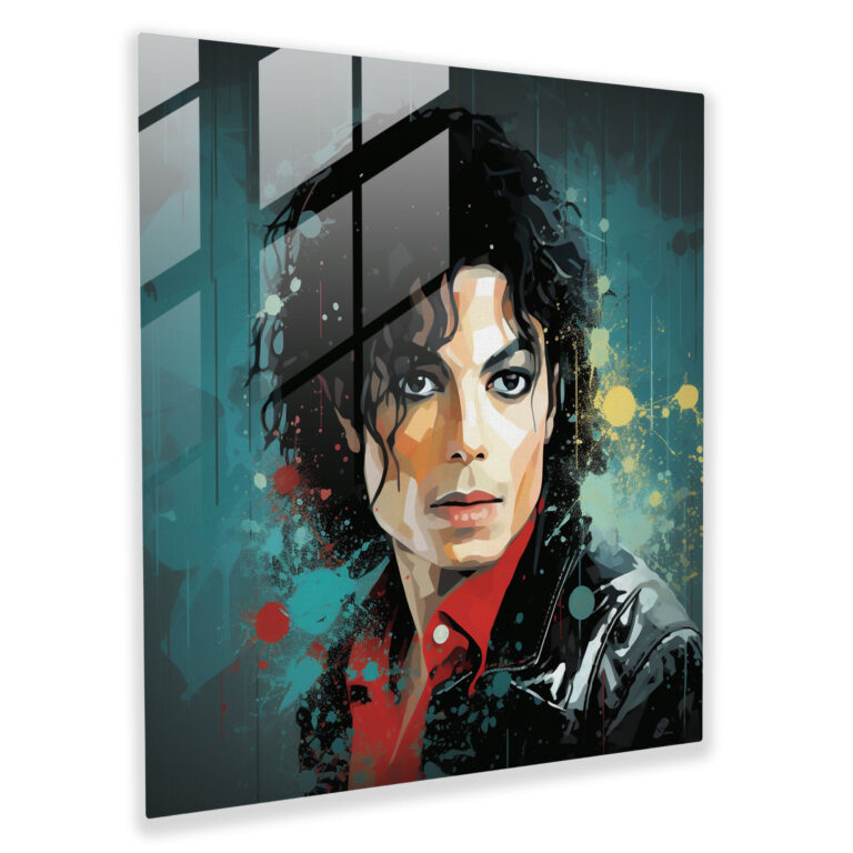 Glasbild Michael Jackson im Retro-Stil - Michael Jackson Glas Kunst Vintage Look Moderne Kunst