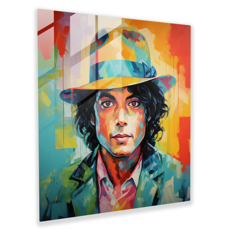 Pop Art Glasbild von Michael Jackson - Glasbild buntes Porträt
