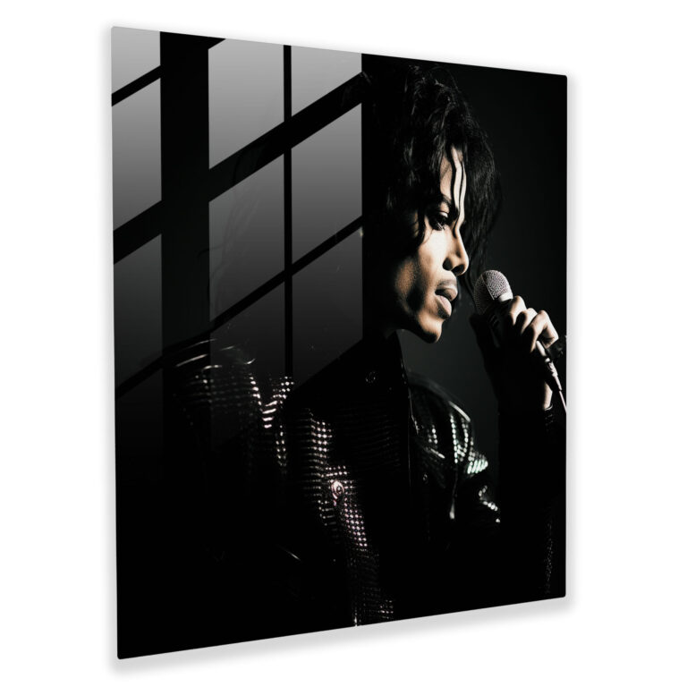 Micheal Jackson Dramatisches Porträt Glasbild - Wanddekoration mit dramatischer Beleuchtung