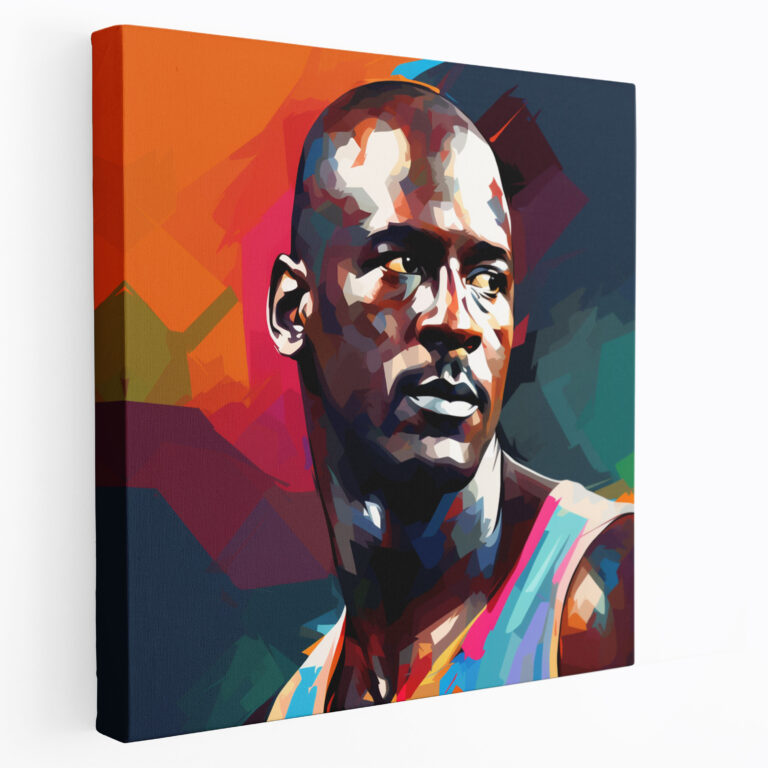 Michael Jordan Leinwandbild - Modernes digitales Porträt Wanddekoration stilisiertes Portrait