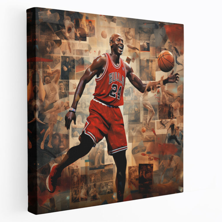 Michael Jordan Leinwandbild - Ikonoische Momente Collage - Wandkunst Leinwandwandkunst