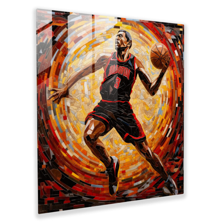 Michael Jordan Glasbild - Faszinierende Mosaikkunst - Michael Jordan Raffinesse Glaswandkunst Wohnkultur