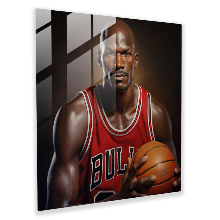Intensives Michael Jordan Glasbild - Michael Jordan Fokus Moderne Kunst Glaskunst