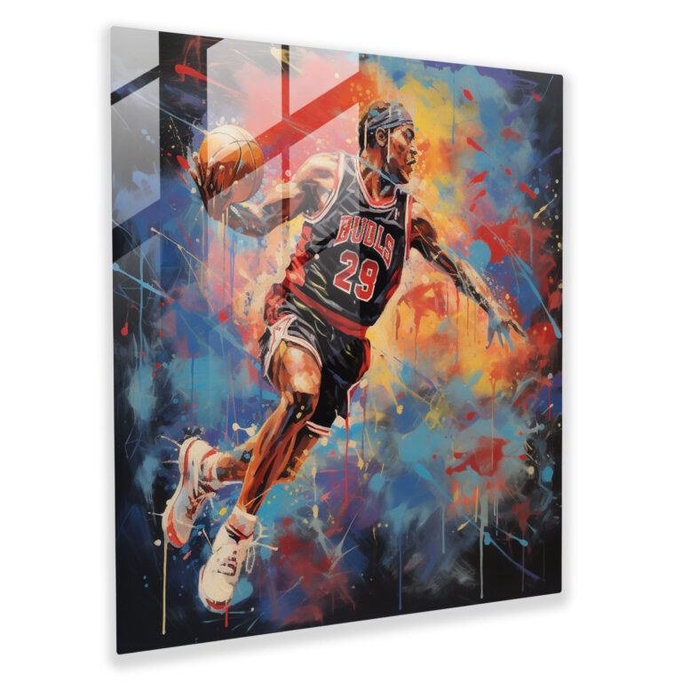 Michael Jordan Abstraktes Expressionistisches Glasbild - Moderne Kunst Geschenk