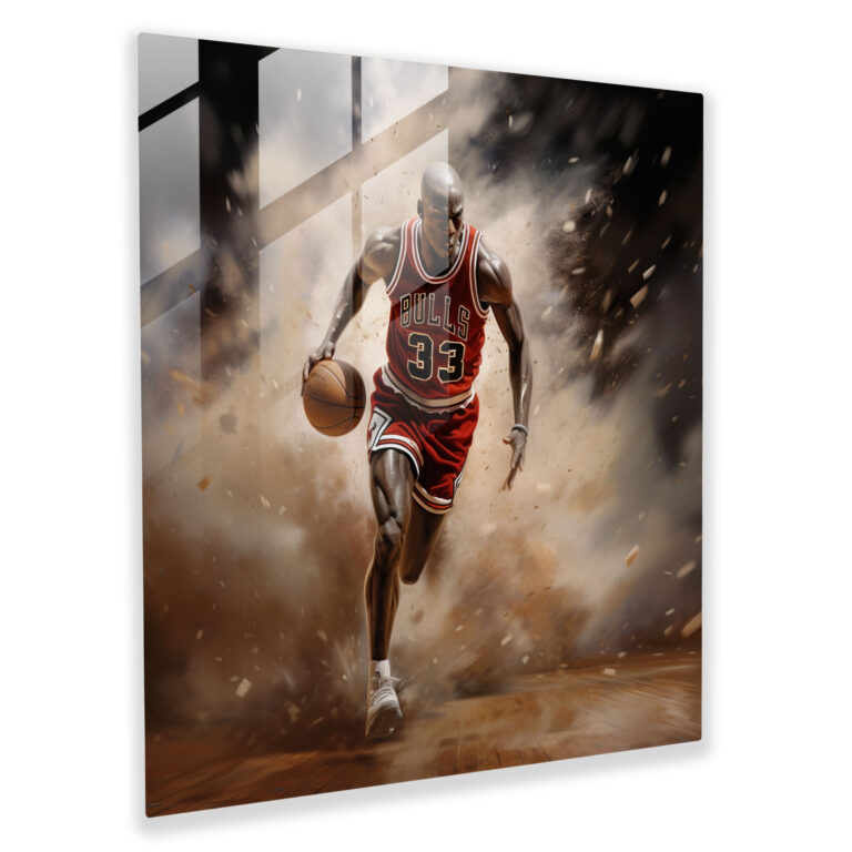 Michael Jordan Glasbild - Intensive Konzentration - Entschlossenheit Moderne Kunst