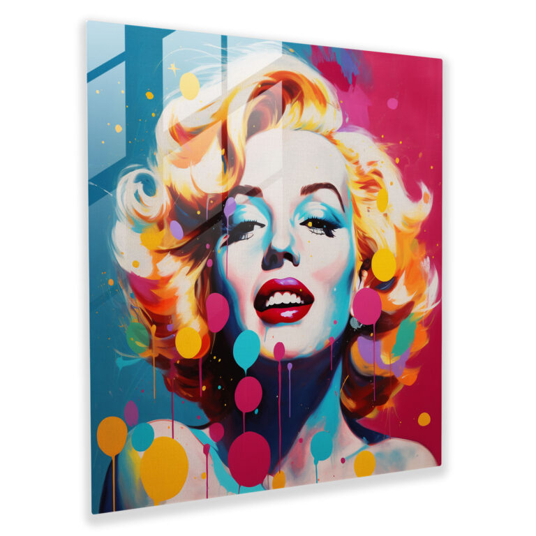 Marilyn Monroe Pop Art Glasbild - Marilyn Monroe Glas Kunst Lebhafte Farben Wohn Dekoration