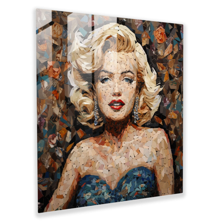 Surrealistisches Mosaik Marilyn Monroe Glasbild - Moderne Kunst Glas Kunst