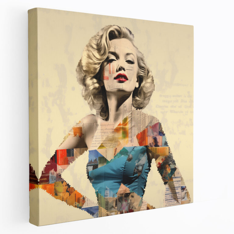 Marilyn Monroe Leinwandbild - Ikonic Collage Wandkunst - Marilyn Monroe Collage Kunstwerk Leinwand Vielseitige Persönlichkeit