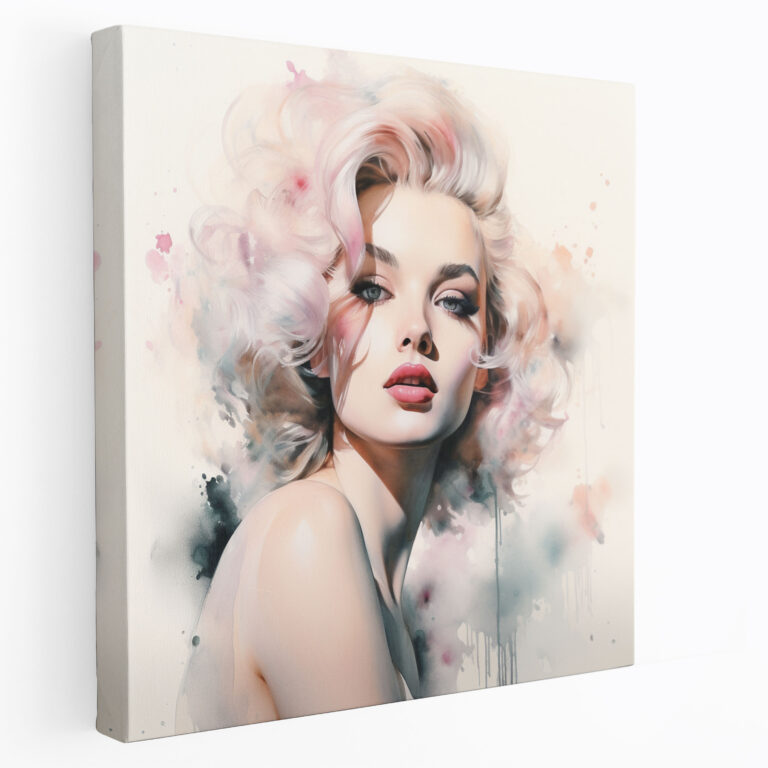 Marilyn Monroe Leinwandbild - Zartes Aquarell Wandkunst - Marilyn Monroe Wohnkultur Traumhaft Aquarell