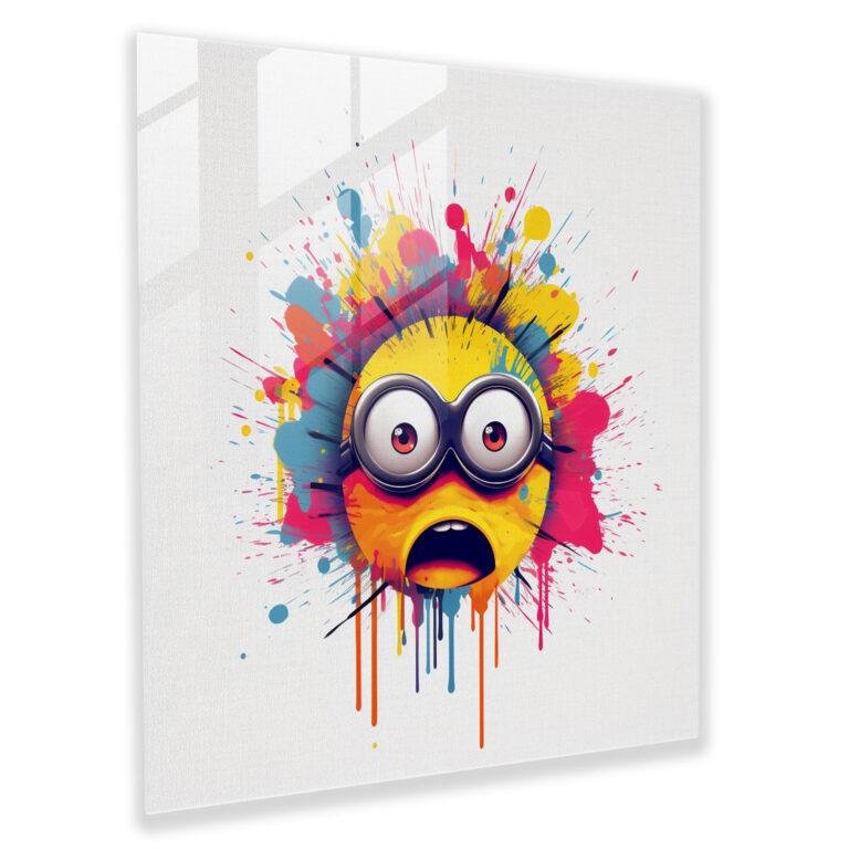 Verspieltes Minion Glasbild - Minions Glas Wandkunst Illustration Wanddekoration