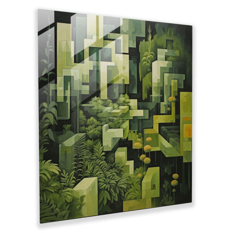 Moderne Moos Glas Wandkunst - Moos Glasbild Moderne Abstraktion
