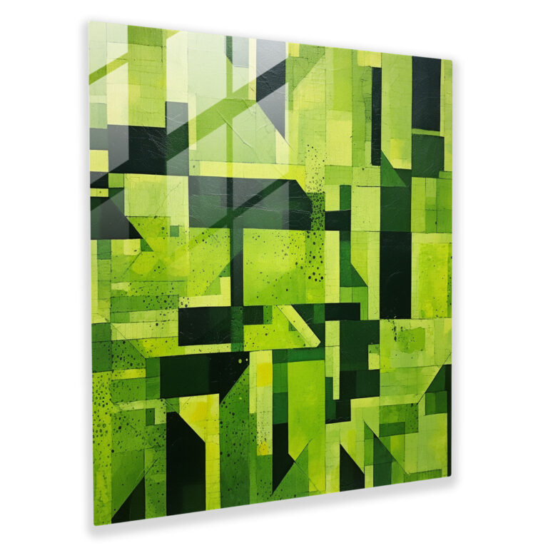 Geometrisches Moos-Glasbild - Modernes Moos Kunstwerk Wohnkultur