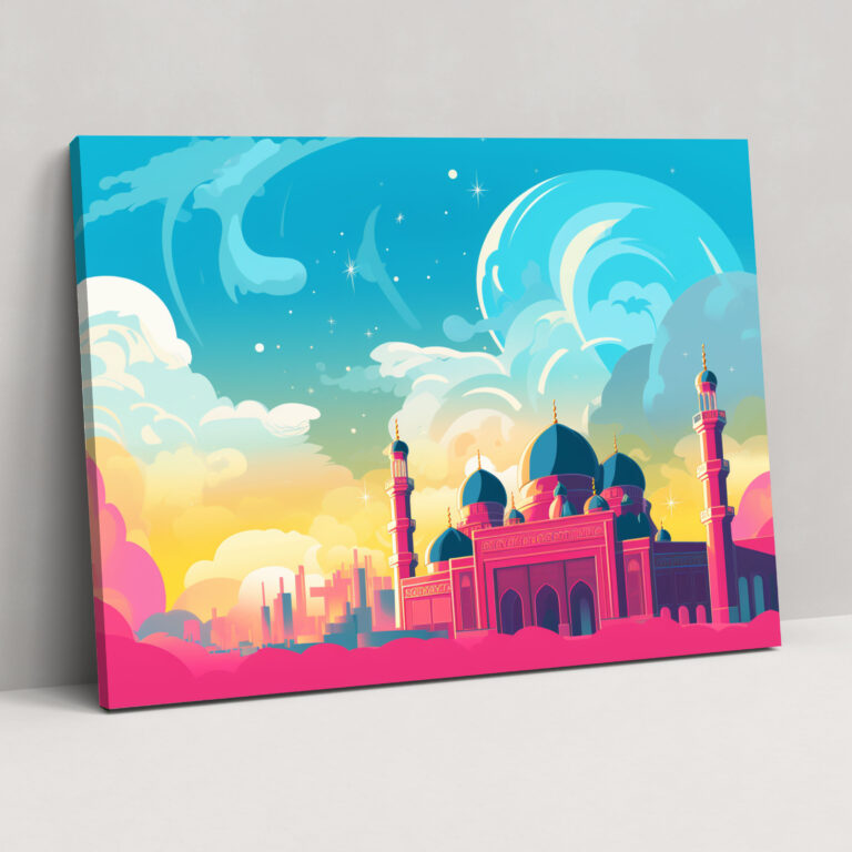 Moderne Moschee Kunst an der Wand - Leinwandbild inspiriert von Pop Art zeitgenössisches Flair