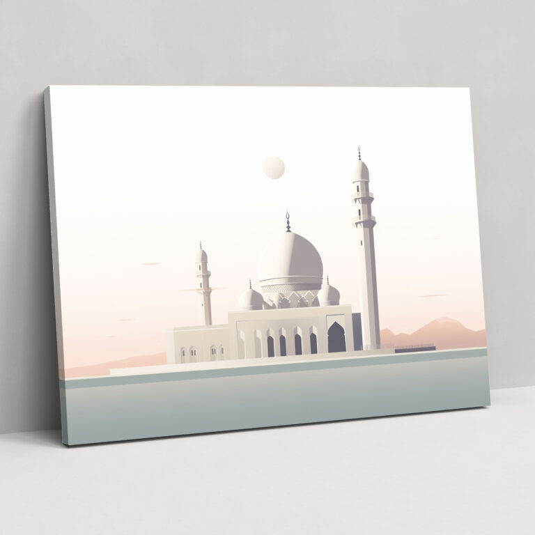 Leinwandbild Moschee im minimalistischen Stil - Monochromes Wandkunstwerk - Sauberes Design - Wanddekoration