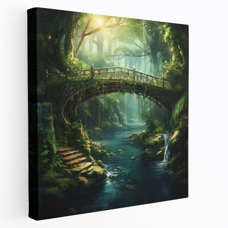 Mystisches Moosbrücken Leinwandbild - Moos Moos Mystische Brücke Wandkunst