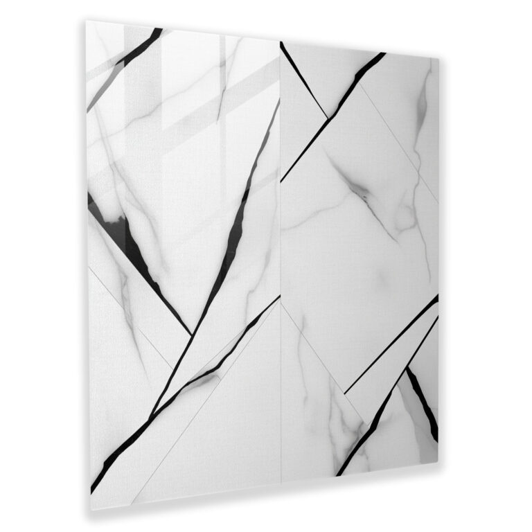 Marmor Glasdruck - Minimalistisch Schwarz und Weiß - Marmor Wanddekoration Glas Kunst Schwarz und Weiß