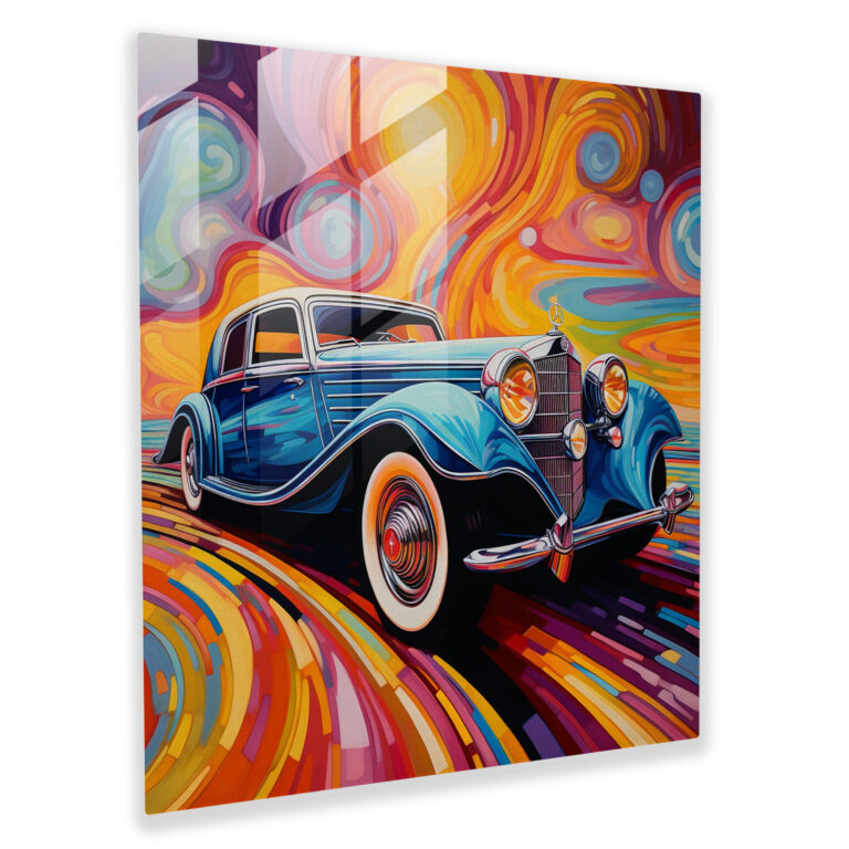 Mercedes Glasbild - Abstraktes Acrylgemälde - Zuhause Dekoration Abstraktes Acrylgemälde Glasbild