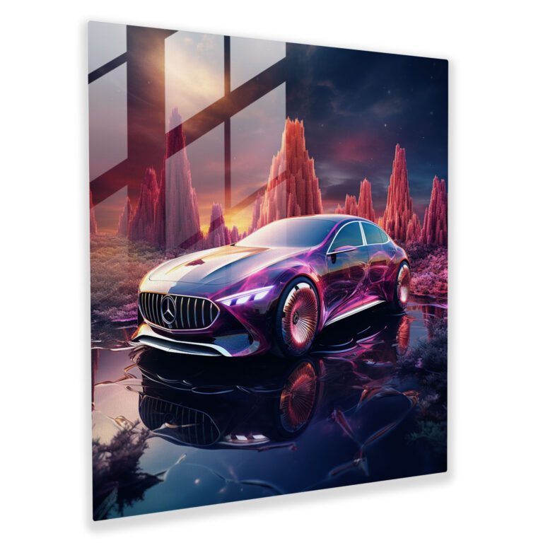 Mercedes Glasbild - Traumhafte digitale Kunst - Mercedes Wanddekoration Moderne Kunst Fantasie