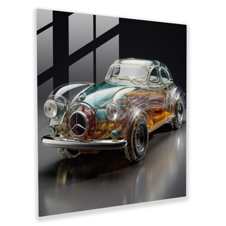Mercedes Glasbild - Abstrakte Glas- und Metallskulptur - Zeitgenössischer Reiz