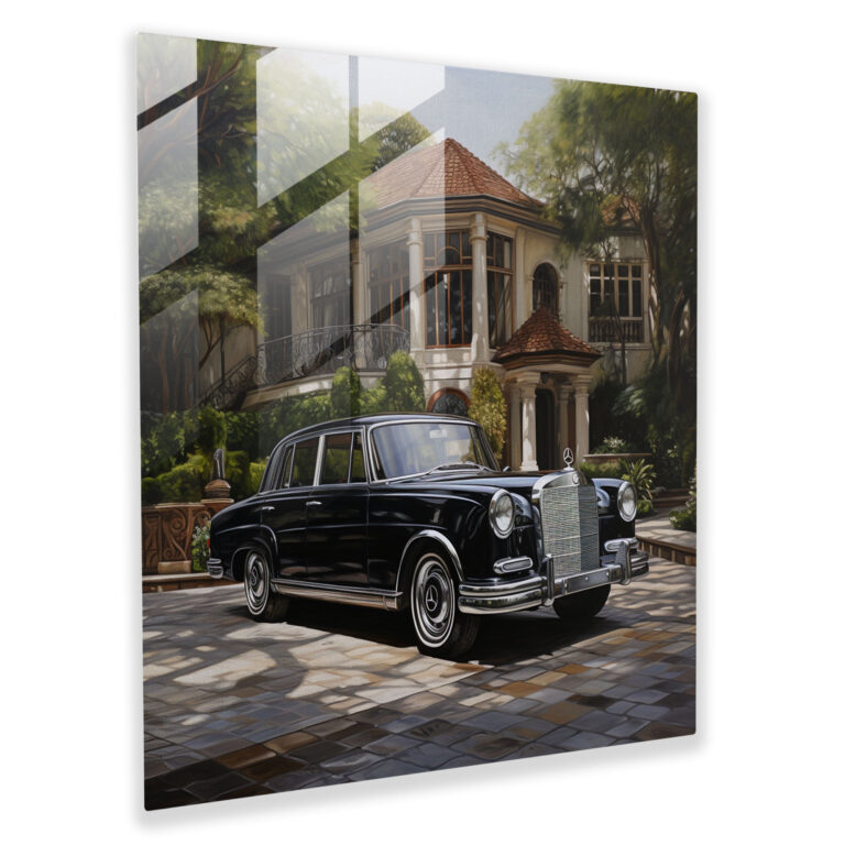 Mercedes Glasbild - Realistisches Ölgemälde - Wanddekoration Mercedes