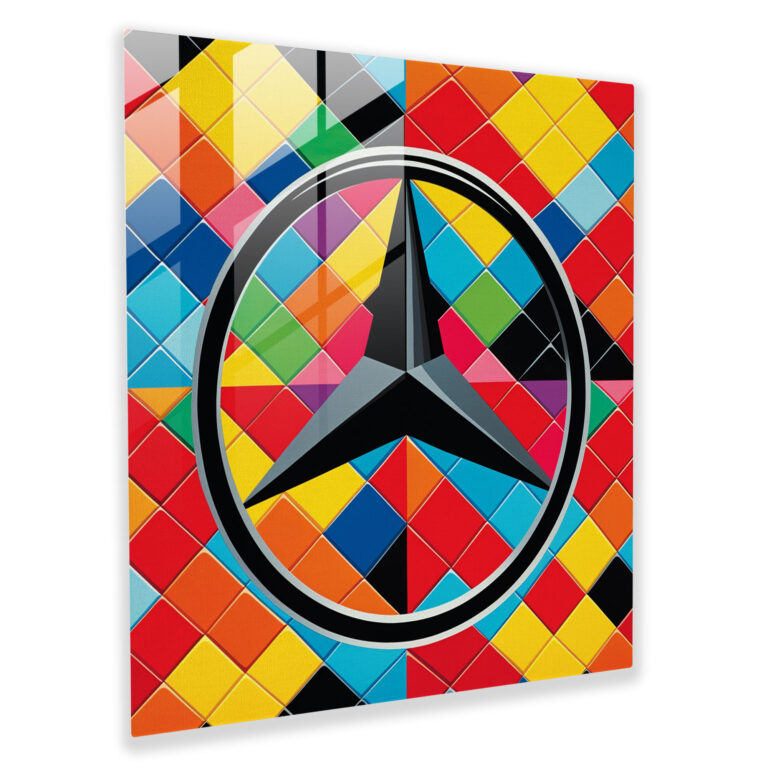 Mercedes Glasbild - Moderne Kunst Wanddekoration Siebdruck.