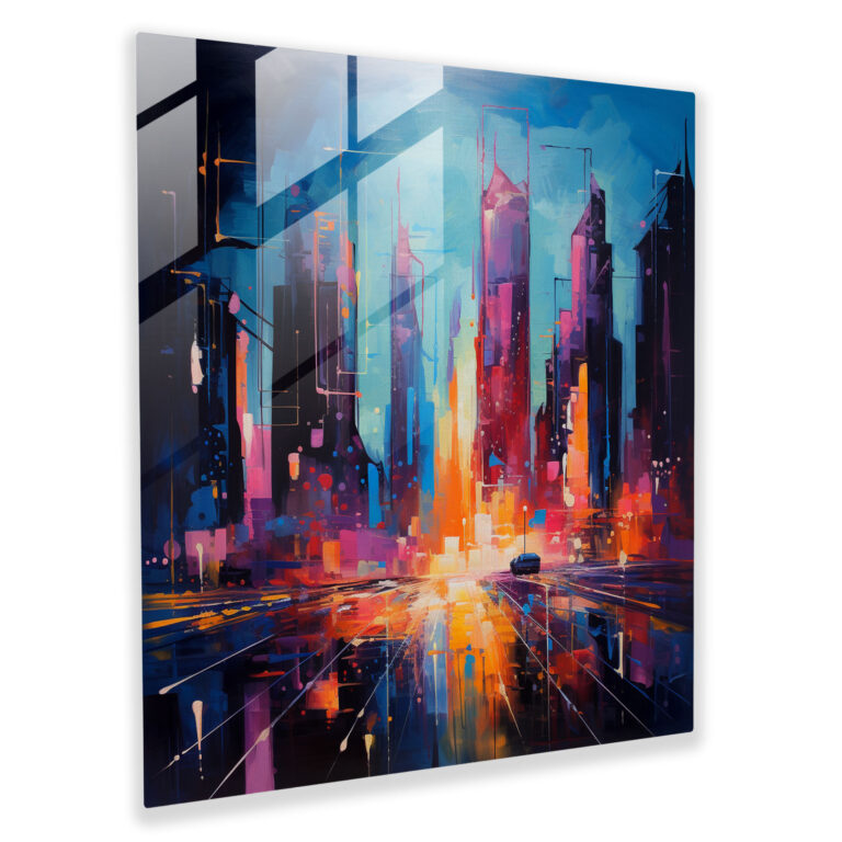 Mercedes Glasbild - Abstraktes futuristisches Stadtbild Wandkunst - Bewegung Wanddekoration