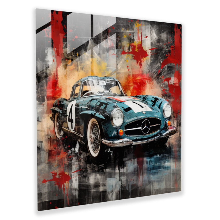 Mercedes Mixed Media Glasbild - Mercedes Glasbild Glas-Kunst Wohn-Dekoration