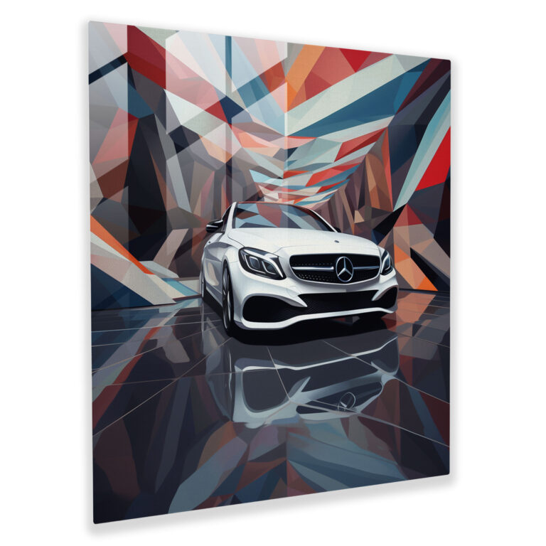 Geometrisches Mercedes Glasbild - Mercedes Wohnkultur klare Linien Glas-Wandkunst