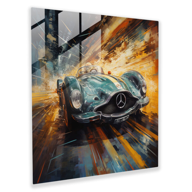 Mercedes Rennwagen Glasbild - Modernes Kunstwerk Klares Statement