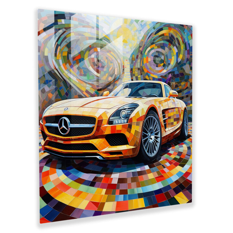 Mercedes Geometrisches Glasbild - Modernes Kunstwerk mit Formen
