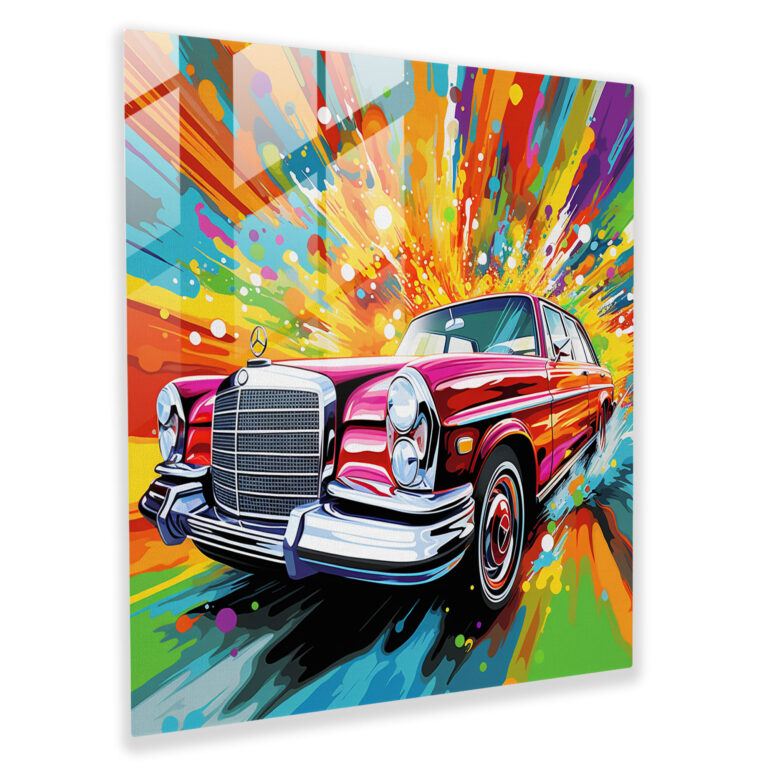 Mercedes Pop-Art Glasbild - Mercedes Pop-Art Moderne Kunst Moderne Ästhetik