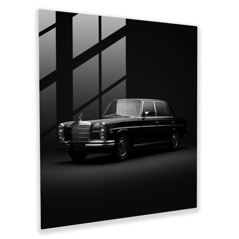 Minimalistisches Mercedes Glasbild - Modernes Kunstwerk für den luxuriösen Mercedes-Benz.