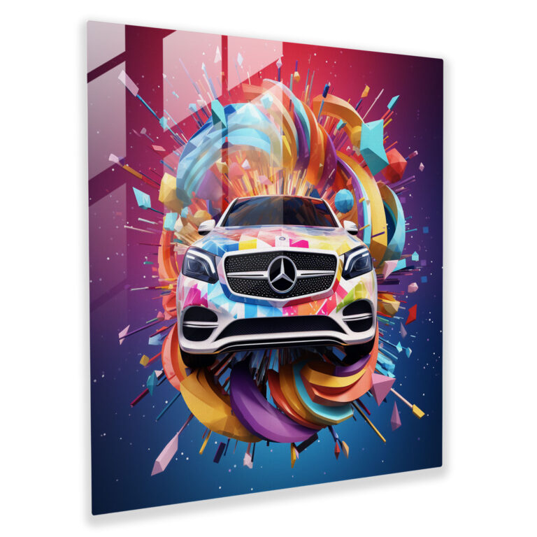 Mercedes Burst Glaswandkunst - Mercedes Lebendiges Logo Wanddekoration Wohnkultur