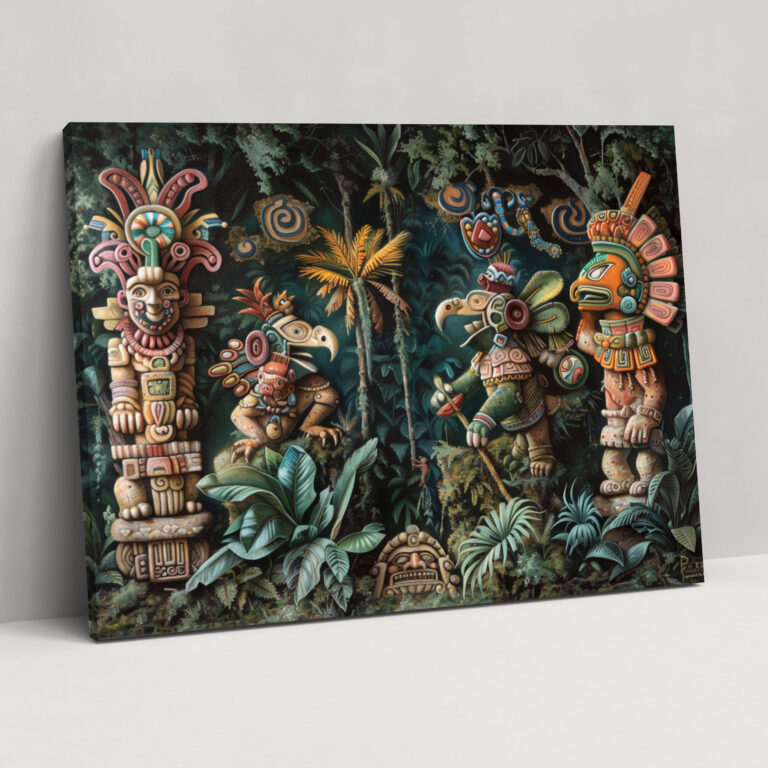 Leinwandbild Mayan Mythologie - Wandkunst Wanddekoration Leinwand Wandkunst