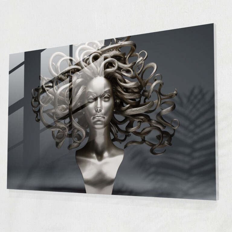 Glasbild Medusa-Kopf - Mythologie Wanddekoration Wohnkultur Glas-Kunst