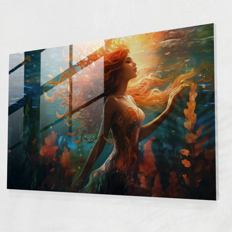Glasbild Meerjungfrau - Mythologie Wohn-Dekoration Modern Art