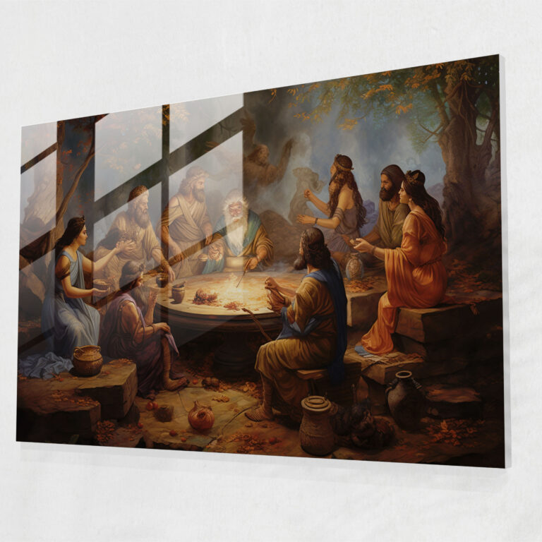 Mythologie Glasbild - Antike Keramik-Mythologie-Kunst