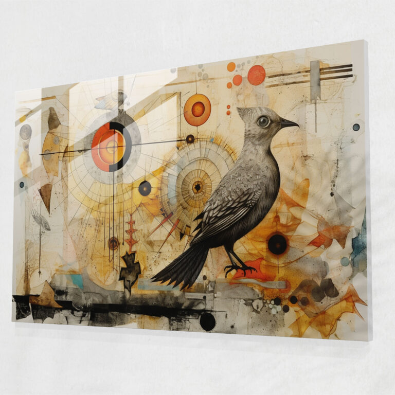 Mythologie Glas Kunst - Abstrakte Mixed-Media-Collage - Glasbild Mythologie Abstrakt