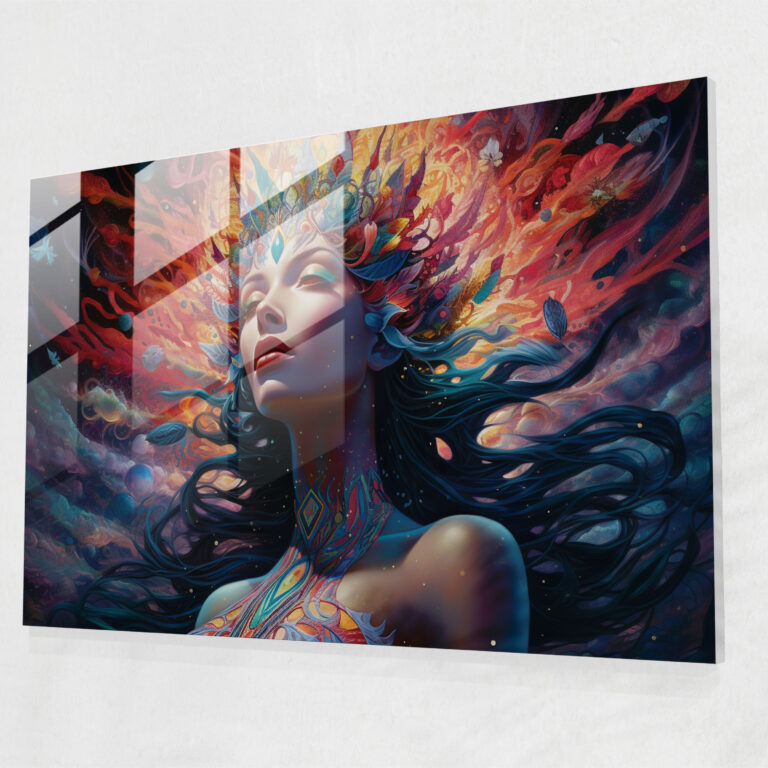 Glasbild Mythologie - Himmlische Götter und Göttinnen - Mythologie Glas-Kunst Zeitgenössische Digitale Kunst Himmlische Szene